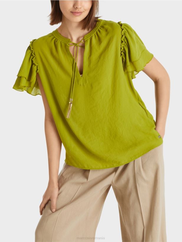 top „rethink together” în stil bluză Marc Cain verde oliv intens îmbrăcăminte 4826HH953