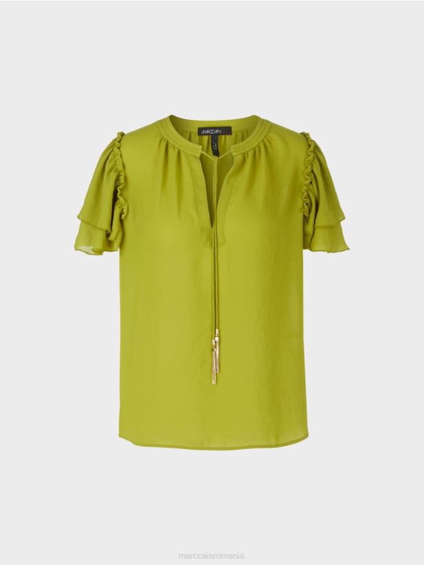 top „rethink together” în stil bluză Marc Cain verde oliv intens îmbrăcăminte 4826HH953
