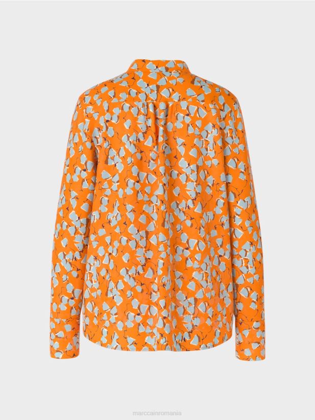 top tip bluză imprimat cu decolteu în V Marc Cain portocaliu limpede îmbrăcăminte 4826HH1021