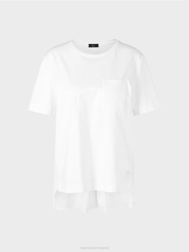 tricou cu cusătură laterală diagonală Marc Cain alb îmbrăcăminte 4826HH940