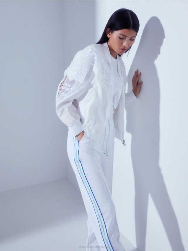 tricou cu cusătură laterală diagonală Marc Cain alb îmbrăcăminte 4826HH940