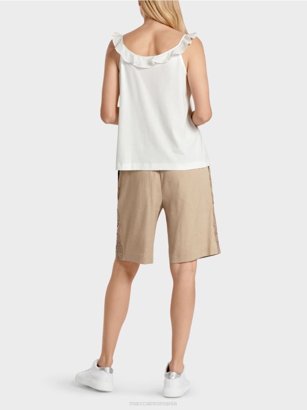 blat aerisit cu volan Marc Cain aproape alb îmbrăcăminte 4826HH1403