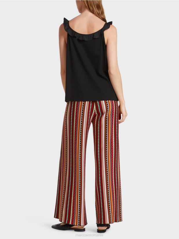 blat aerisit cu volan Marc Cain negru îmbrăcăminte 4826HH1369