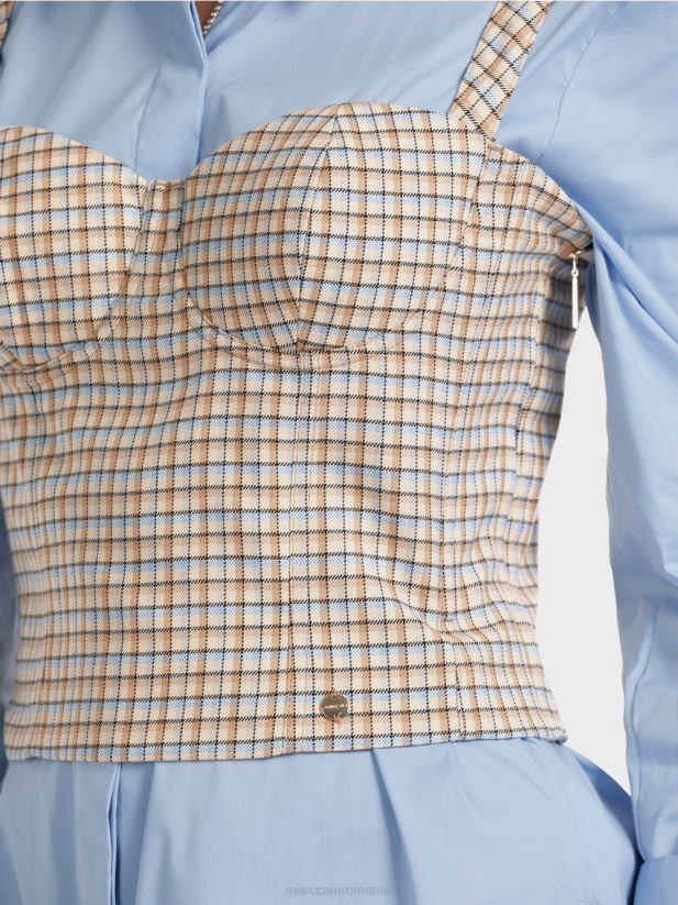 bustieră în carouri Marc Cain cer întunecat de vară îmbrăcăminte 4826HH1291