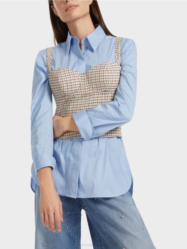 bustieră în carouri Marc Cain cer întunecat de vară îmbrăcăminte 4826HH1291