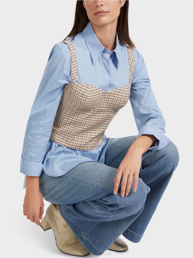 bustieră în carouri Marc Cain cer întunecat de vară îmbrăcăminte 4826HH1291