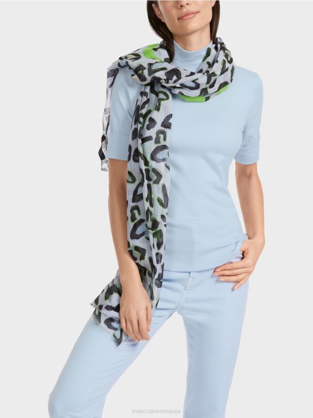 cămașă cu guler ridicat și mâneci 3/4 Marc Cain albastru pudra moale îmbrăcăminte 4826HH1297