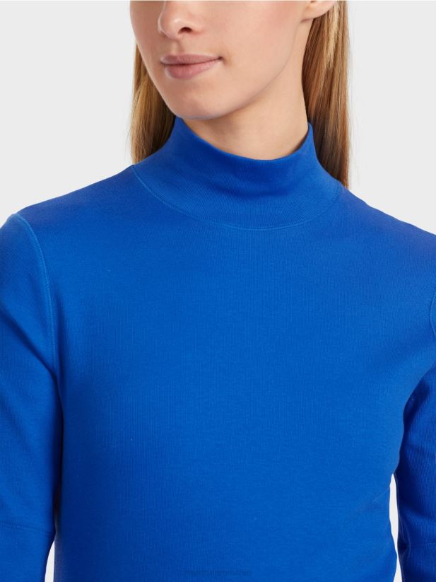 cămașă cu guler ridicat și mâneci 3/4 Marc Cain albastru regal strălucitor îmbrăcăminte 4826HH1232