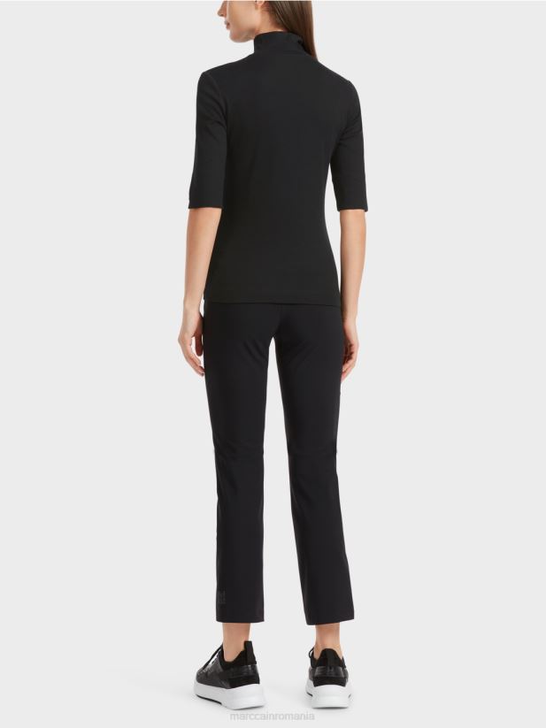 cămașă cu guler ridicat și mâneci 3/4 Marc Cain negru îmbrăcăminte 4826HH1311