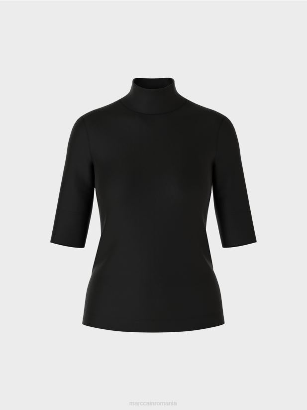 cămașă cu guler ridicat și mâneci 3/4 Marc Cain negru îmbrăcăminte 4826HH1311