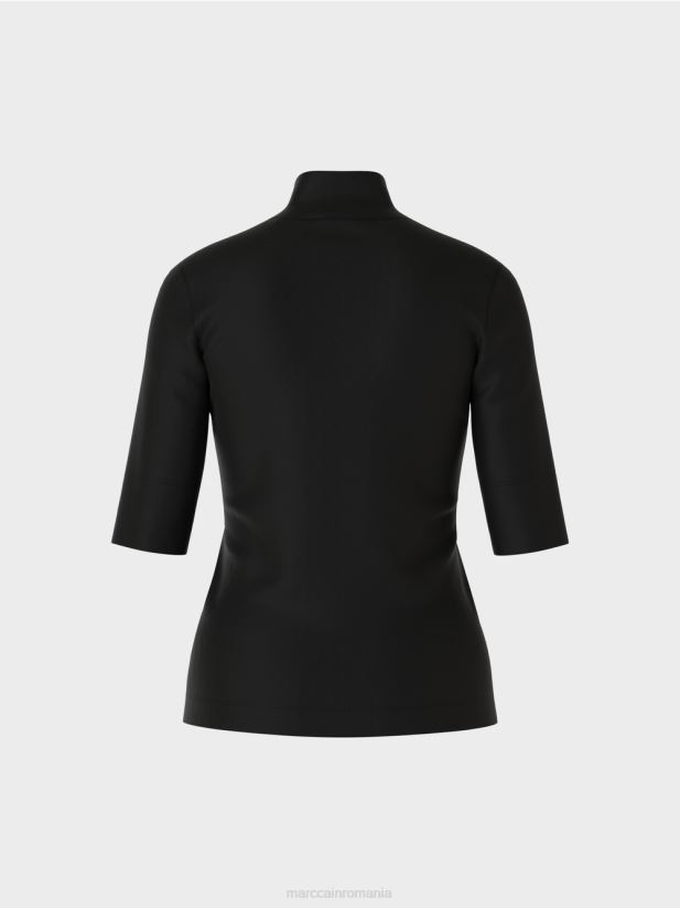 cămașă cu guler ridicat și mâneci 3/4 Marc Cain negru îmbrăcăminte 4826HH1311