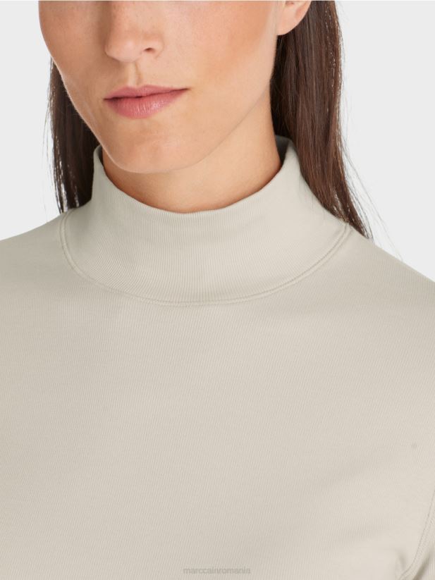 cămașă cu guler ridicat și mâneci 3/4 Marc Cain stâncă moale de lună îmbrăcăminte 4826HH1312