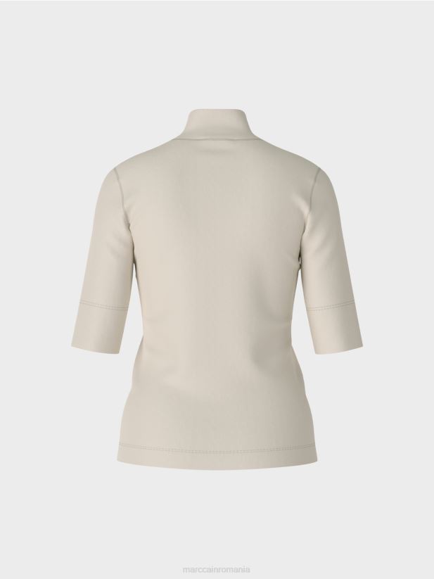 cămașă cu guler ridicat și mâneci 3/4 Marc Cain stâncă moale de lună îmbrăcăminte 4826HH1312
