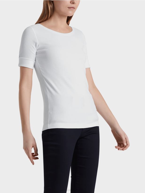 cămașă cu guler rotund și mâneci scurte Marc Cain alb îmbrăcăminte 4826HH1469