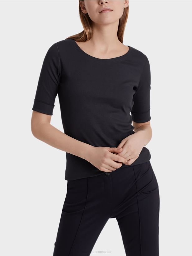 cămașă cu guler rotund și mâneci scurte Marc Cain albastru miezul nopții îmbrăcăminte 4826HH1466