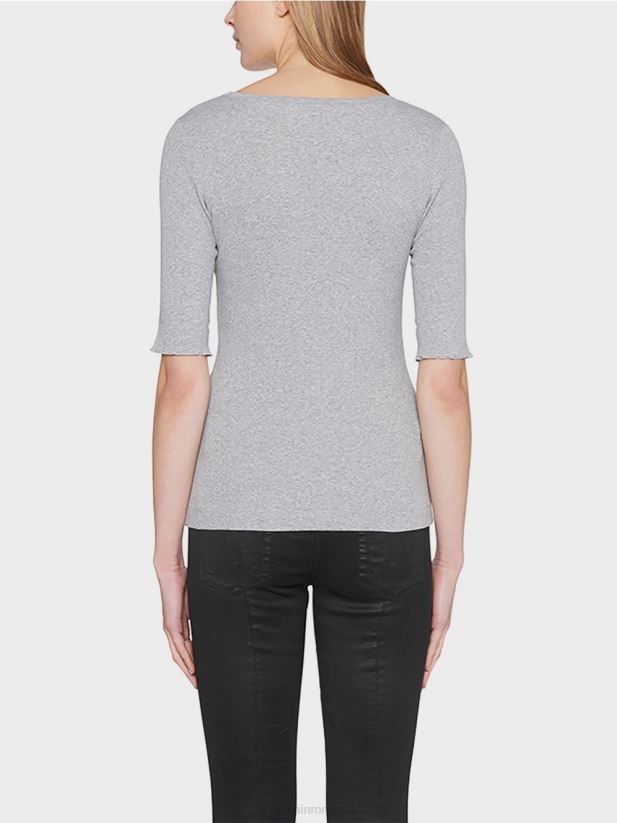 cămașă cu guler rotund și mâneci scurte Marc Cain gri îmbrăcăminte 4826HH1488