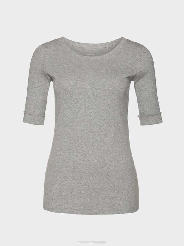 cămașă cu guler rotund și mâneci scurte Marc Cain gri îmbrăcăminte 4826HH1488