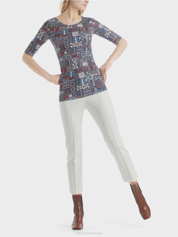 cămașă cu imprimeu etnic Marc Cain riviera îmbrăcăminte 4826HH1489