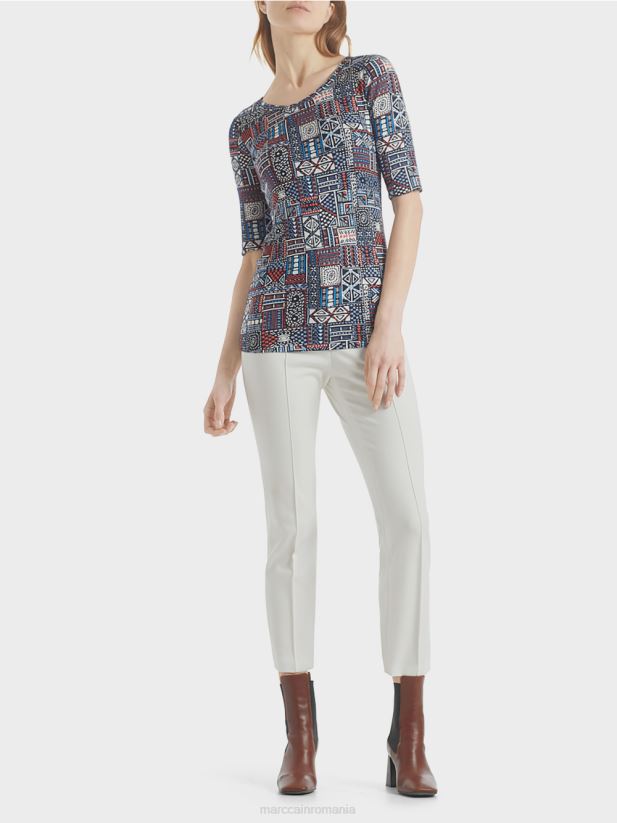 cămașă cu imprimeu etnic Marc Cain riviera îmbrăcăminte 4826HH1489