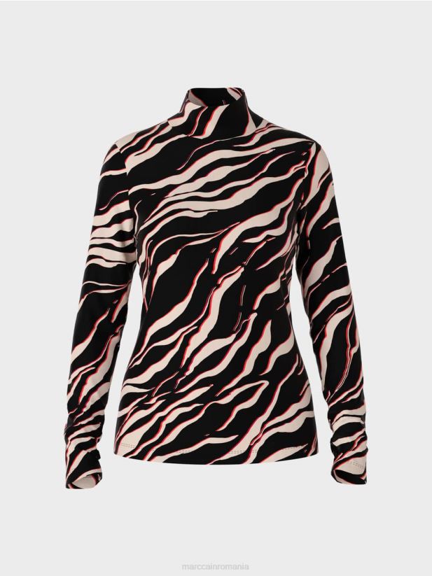 cămașă cu mânecă lungă cu design leu Marc Cain campari îmbrăcăminte 4826HH1267