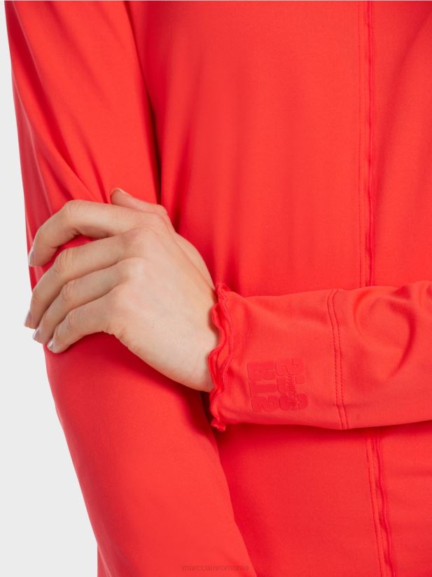 cămașă cu mânecă lungă și guler ridicat Marc Cain campari îmbrăcăminte 4826HH1255