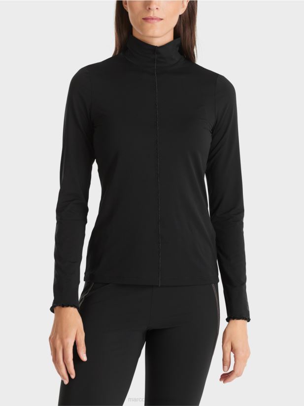 cămașă cu mânecă lungă și guler ridicat Marc Cain negru îmbrăcăminte 4826HH1266