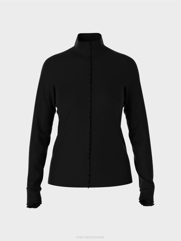 cămașă cu mânecă lungă și guler ridicat Marc Cain negru îmbrăcăminte 4826HH1266
