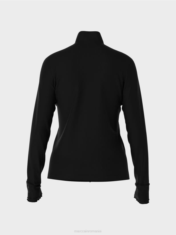 cămașă cu mânecă lungă și guler ridicat Marc Cain negru îmbrăcăminte 4826HH1266