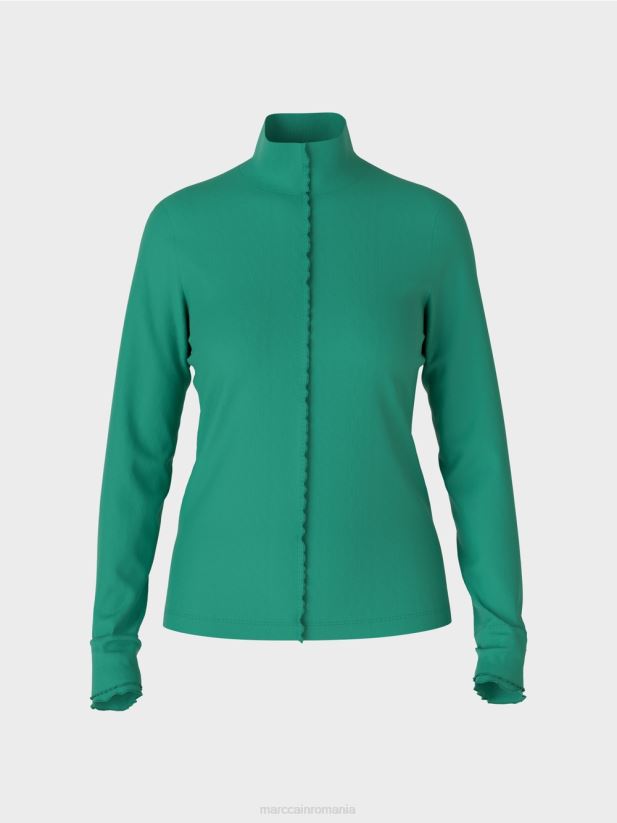 cămașă cu mânecă lungă și guler ridicat Marc Cain smalț îmbrăcăminte 4826HH1237