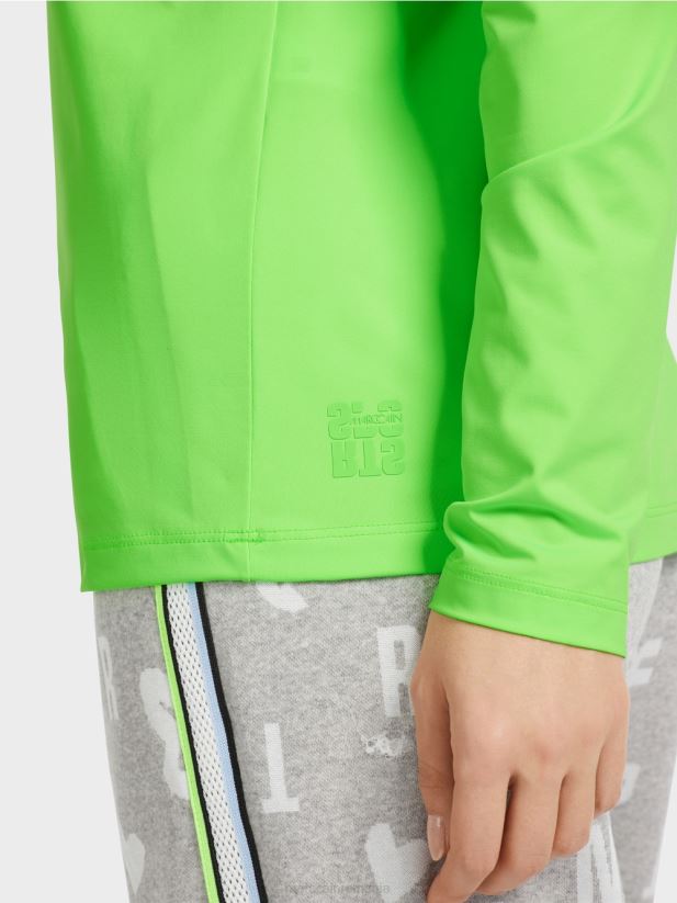 cămașă cu mâneci lungi care îmbrățișează trupul Marc Cain verde strălucitor șocant îmbrăcăminte 4826HH1309