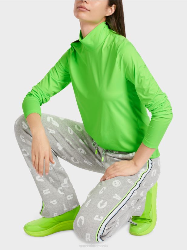 cămașă cu mâneci lungi care îmbrățișează trupul Marc Cain verde strălucitor șocant îmbrăcăminte 4826HH1309