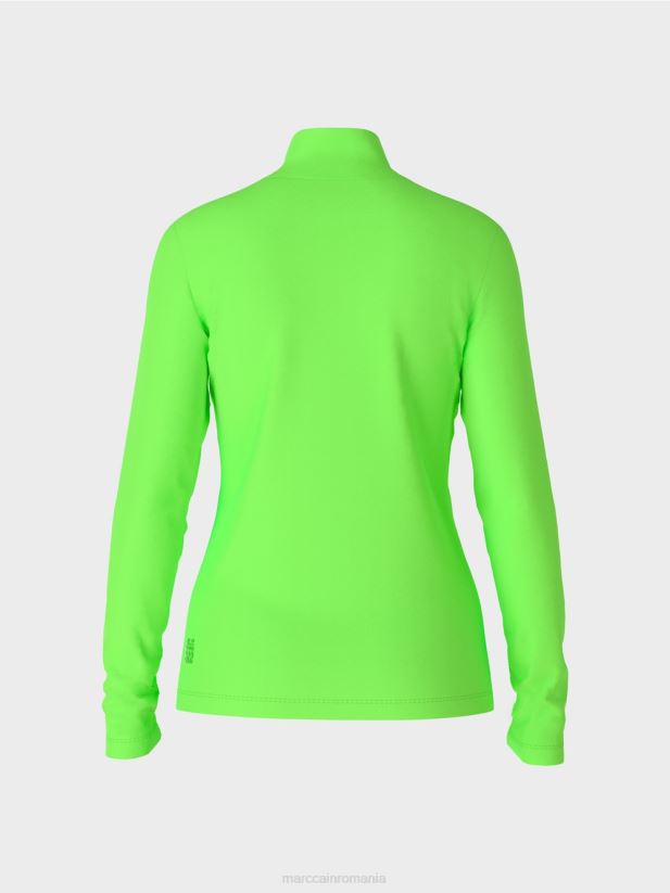 cămașă cu mâneci lungi care îmbrățișează trupul Marc Cain verde strălucitor șocant îmbrăcăminte 4826HH1309