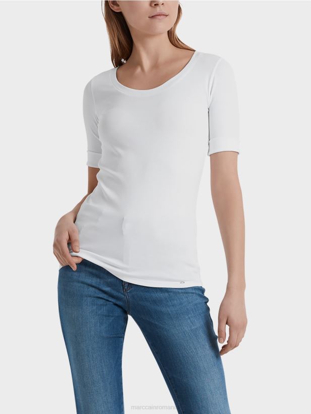 cămașă de bază de înaltă calitate Marc Cain alb îmbrăcăminte 4826HH1478