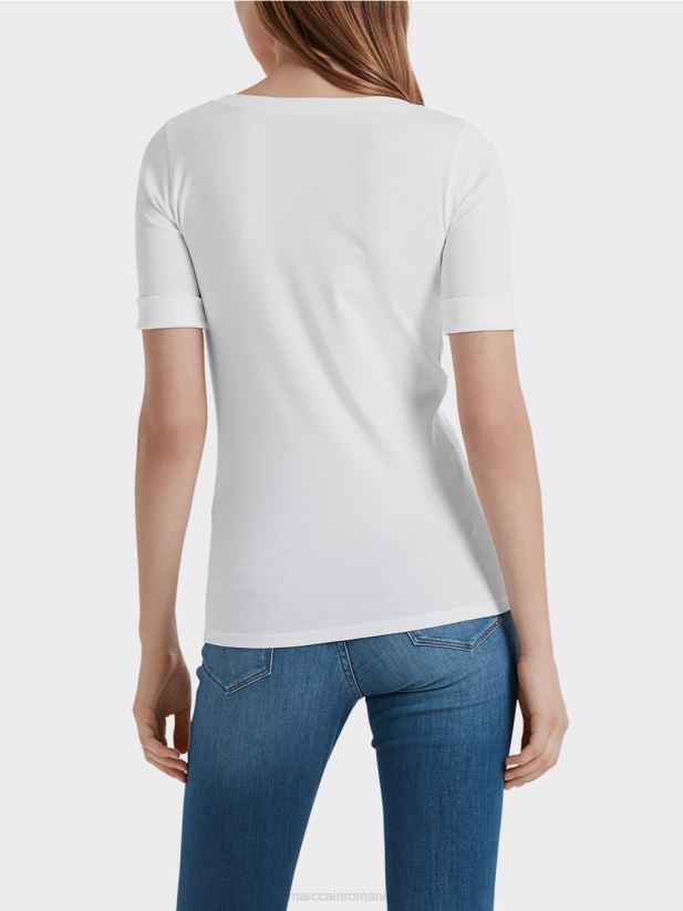 cămașă de bază de înaltă calitate Marc Cain alb îmbrăcăminte 4826HH1478