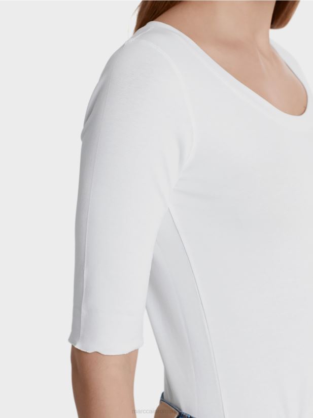 cămașă de bază de înaltă calitate Marc Cain alb îmbrăcăminte 4826HH1478