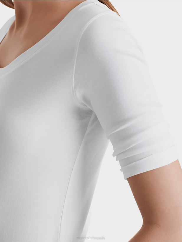 cămașă de bază de înaltă calitate Marc Cain alb îmbrăcăminte 4826HH1478