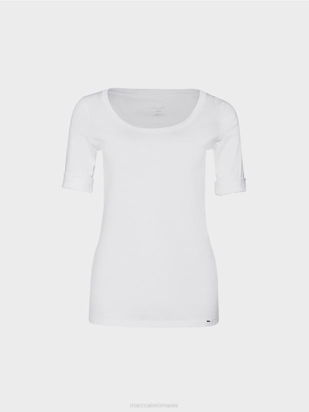 cămașă de bază de înaltă calitate Marc Cain alb îmbrăcăminte 4826HH1478