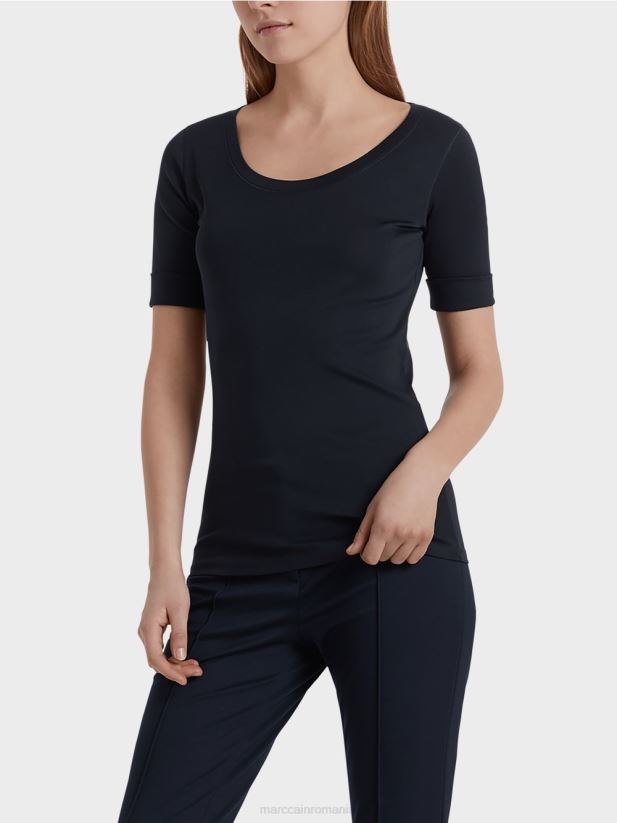 cămașă de bază de înaltă calitate Marc Cain albastru miezul nopții îmbrăcăminte 4826HH1472