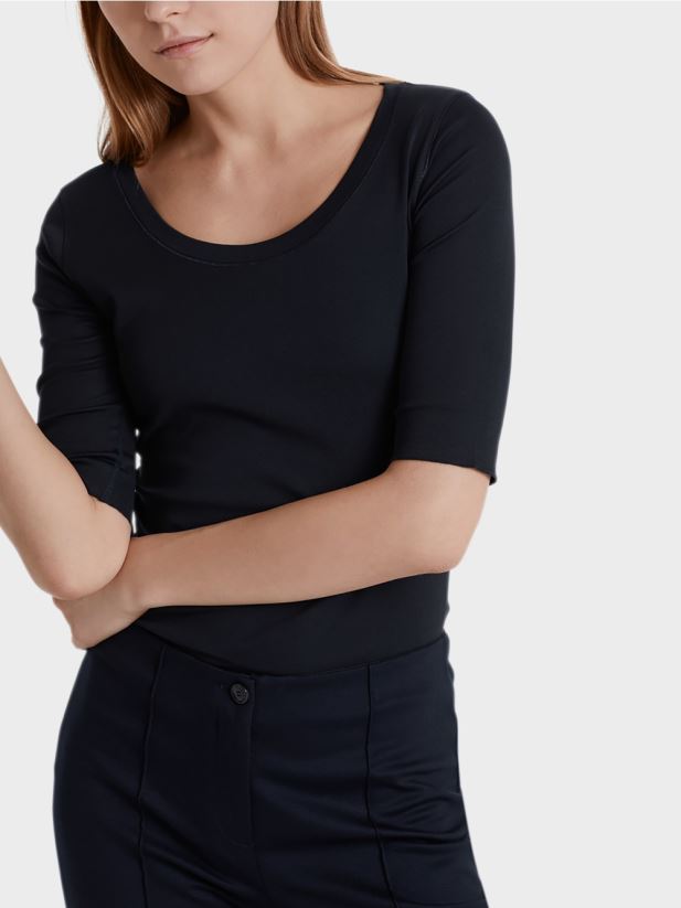 cămașă de bază de înaltă calitate Marc Cain albastru miezul nopții îmbrăcăminte 4826HH1472