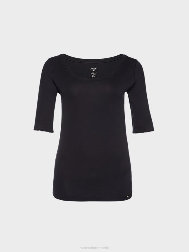 cămașă de bază de înaltă calitate Marc Cain albastru miezul nopții îmbrăcăminte 4826HH1472