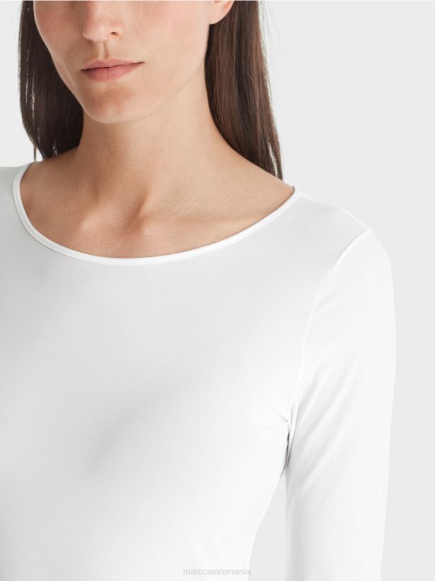 cămașă delicată cu mânecă lungă Marc Cain alb îmbrăcăminte 4826HH1473