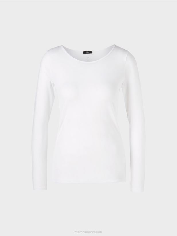 cămașă delicată cu mânecă lungă Marc Cain alb îmbrăcăminte 4826HH1473