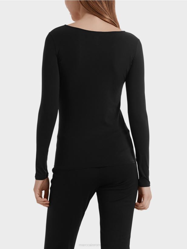 cămașă delicată cu mânecă lungă Marc Cain negru îmbrăcăminte 4826HH1475