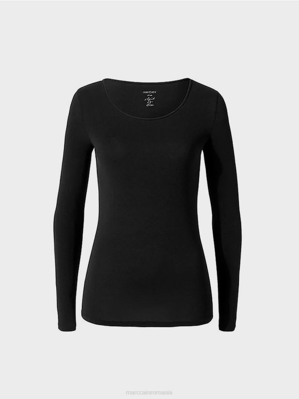 cămașă delicată cu mânecă lungă Marc Cain negru îmbrăcăminte 4826HH1475