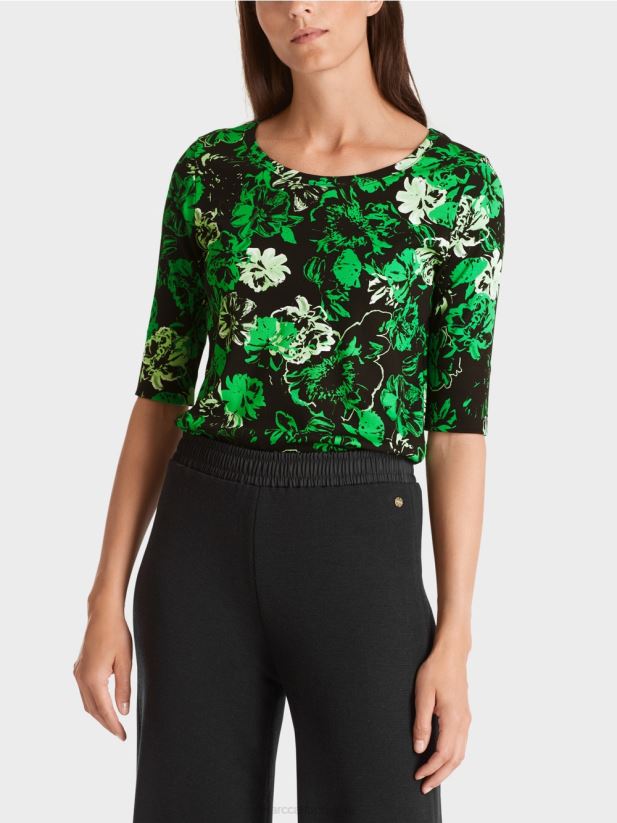 cămașă din bumbac elastic Marc Cain verde măr închis îmbrăcăminte 4826HH1254