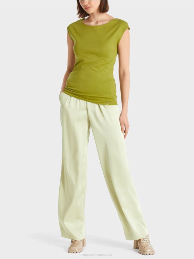 cămașă din bumbac elastic Marc Cain verde oliv intens îmbrăcăminte 4826HH1487