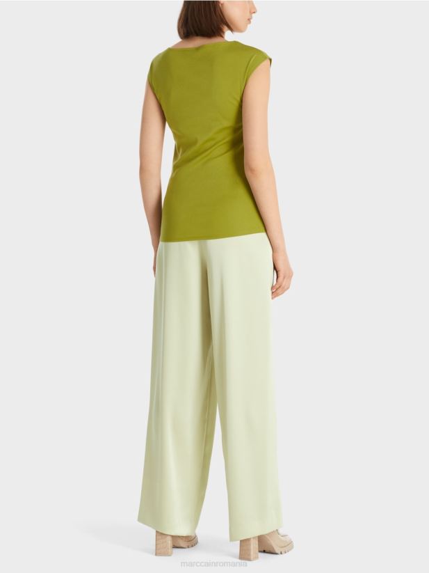 cămașă din bumbac elastic Marc Cain verde oliv intens îmbrăcăminte 4826HH1487