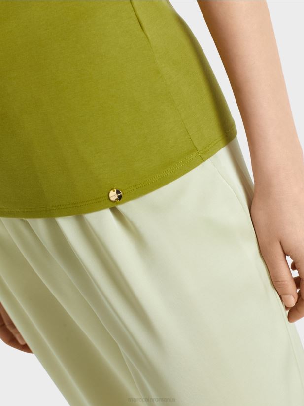 cămașă din bumbac elastic Marc Cain verde oliv intens îmbrăcăminte 4826HH1487