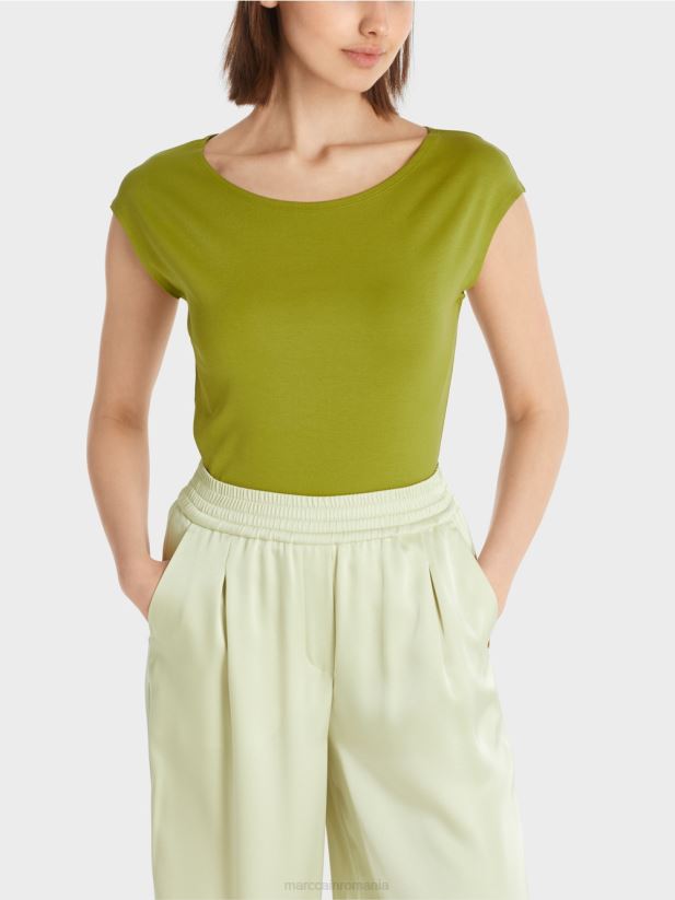 cămașă din bumbac elastic Marc Cain verde oliv intens îmbrăcăminte 4826HH1487