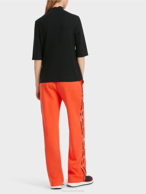 cămașă din coastă de bumbac cu guler ridicat Marc Cain negru îmbrăcăminte 4826HH1260